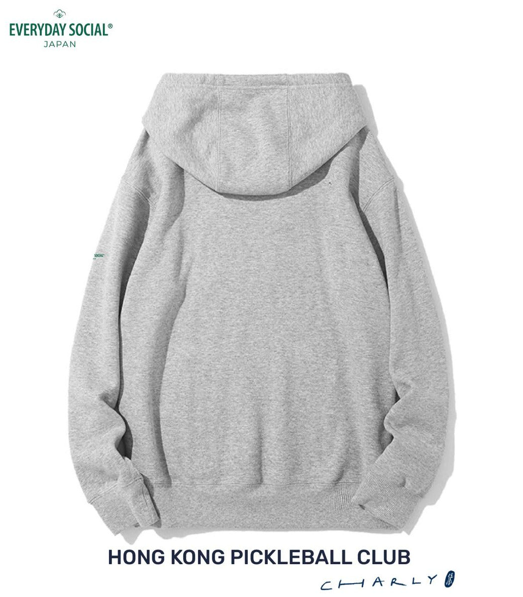 Grey hoodie with green 'Pickleball Club Hong Kong' design