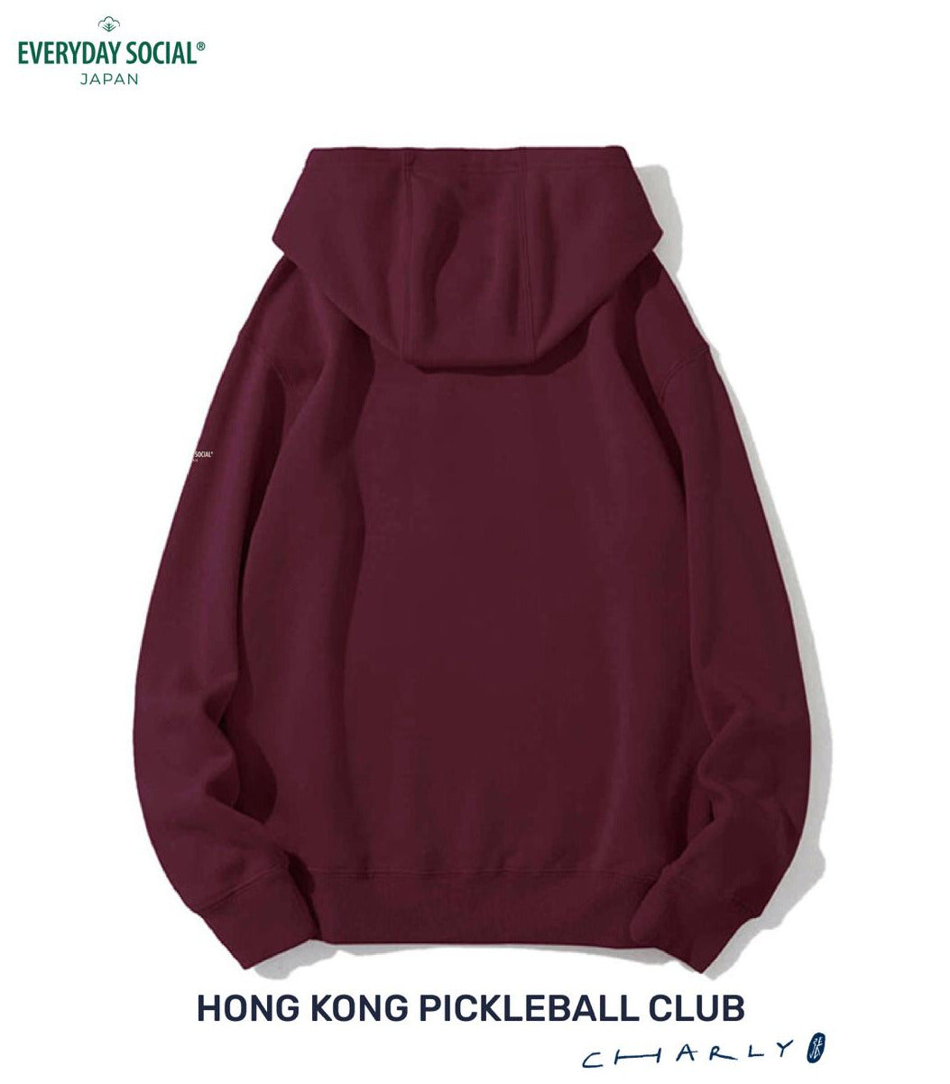 Wine Red hoodie with 'Hong Kong Pickleball Club' Print